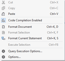 Query execution options